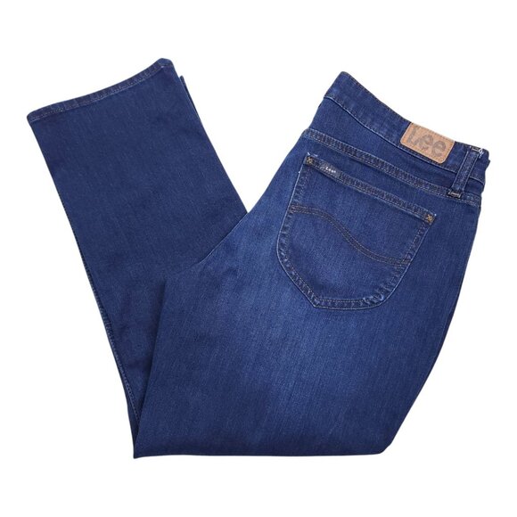 Lee Womens Bootcut Jeans Mid-Rise Stretch Blue Denim Size 16 Short - Picture 1 of 8